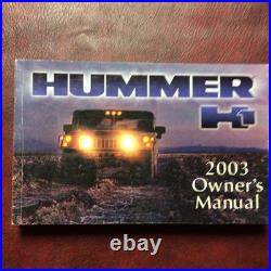 2003 Hummer H1 Original New Old Stock Owners Manual Book Guide All Models