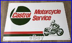 NOS Original 70s Castrol Motorcycle Service Sign Kawasaki Honda Suzuki 24x16