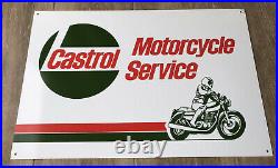 NOS Original Castrol Motorcycle Service Sign Kawasaki Honda Suzuki 24x16