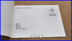 New Old Stock 1980 Mercedes W123 W116 Maintenance Service Booklet 300D 300SD