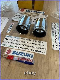 SUZUKI 1970-1972 TS250 SAVAGE NOS ORIGINAL FORK OUTER TUBE NUT 51150-16412 x 2