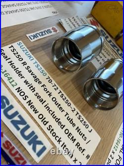 SUZUKI 1970-1972 TS250 SAVAGE NOS ORIGINAL FORK OUTER TUBE NUT 51150-16412 x 2 SUZUKI 1970-1972 TS250 SAVAGE NOS ORIGINAL FORK OUTER TUBE NUT 51150-16412 x 2