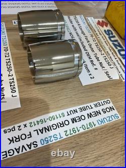 SUZUKI 1970-1972 TS250 SAVAGE NOS ORIGINAL FORK OUTER TUBE NUT 51150-16412 x 2