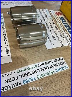 SUZUKI 1970-1972 TS250 SAVAGE NOS ORIGINAL FORK OUTER TUBE NUT 51150-16412 x 2 SUZUKI 1970-1972 TS250 SAVAGE NOS ORIGINAL FORK OUTER TUBE NUT 51150-16412 x 2