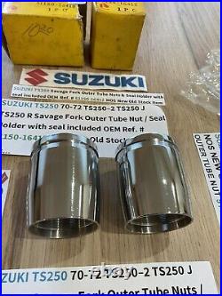 SUZUKI 1970-1972 TS250 SAVAGE NOS ORIGINAL FORK OUTER TUBE NUT 51150-16412 x 2 SUZUKI 1970-1972 TS250 SAVAGE NOS ORIGINAL FORK OUTER TUBE NUT 51150-16412 x 2