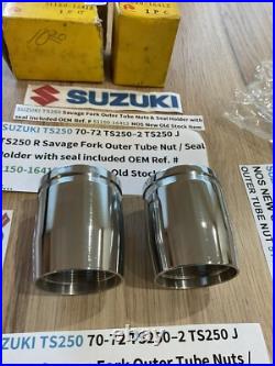 SUZUKI 1970-1972 TS250 SAVAGE NOS ORIGINAL FORK OUTER TUBE NUT 51150-16412 x 2