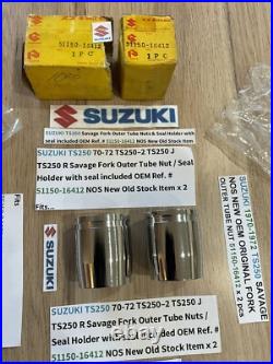 SUZUKI 1970-1972 TS250 SAVAGE NOS ORIGINAL FORK OUTER TUBE NUT 51150-16412 x 2
