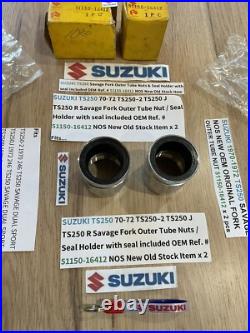 SUZUKI 1970-1972 TS250 SAVAGE NOS ORIGINAL FORK OUTER TUBE NUT 51150-16412 x 2 SUZUKI 1970-1972 TS250 SAVAGE NOS ORIGINAL FORK OUTER TUBE NUT 51150-16412 x 2
