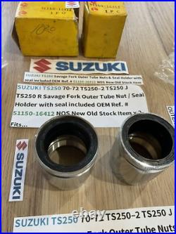 SUZUKI 1970-1972 TS250 SAVAGE NOS ORIGINAL FORK OUTER TUBE NUT 51150-16412 x 2