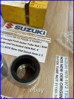 SUZUKI 1970-1972 TS250 SAVAGE NOS ORIGINAL FORK OUTER TUBE NUT 51150-16412 x 2