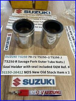 SUZUKI 1970-1972 TS250 SAVAGE NOS ORIGINAL FORK OUTER TUBE NUT 51150-16412 x 2 SUZUKI 1970-1972 TS250 SAVAGE NOS ORIGINAL FORK OUTER TUBE NUT 51150-16412 x 2
