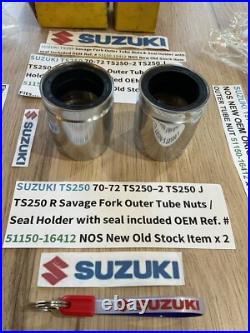SUZUKI 1970-1972 TS250 SAVAGE NOS ORIGINAL FORK OUTER TUBE NUT 51150-16412 x 2
