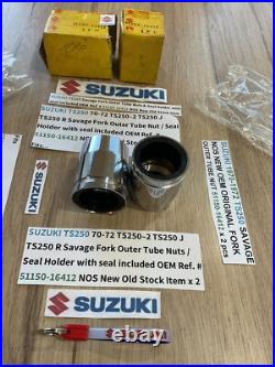 SUZUKI 1970-1972 TS250 SAVAGE NOS ORIGINAL FORK OUTER TUBE NUT 51150-16412 x 2