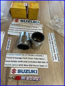 SUZUKI 1970-1972 TS250 SAVAGE NOS ORIGINAL FORK OUTER TUBE NUT 51150-16412 x 2 SUZUKI 1970-1972 TS250 SAVAGE NOS ORIGINAL FORK OUTER TUBE NUT 51150-16412 x 2