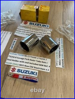 SUZUKI 1970-1972 TS250 SAVAGE NOS ORIGINAL FORK OUTER TUBE NUT 51150-16412 x 2