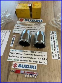 SUZUKI 1970-1972 TS250 SAVAGE NOS ORIGINAL FORK OUTER TUBE NUT 51150-16412 x 2