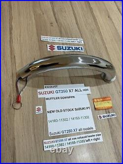 SUZUKI GT250 X7 all nos exhaust header pipe 14160-11302 / 14150-11302 left + rig SUZUKI GT250 X7 all nos exhaust header pipe 14160-11302 / 14150-11302 left + rig