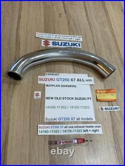 SUZUKI GT250 X7 all nos exhaust header pipe 14160-11302 / 14150-11302 left + rig SUZUKI GT250 X7 all nos exhaust header pipe 14160-11302 / 14150-11302 left + rig