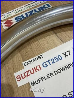SUZUKI GT250 X7 all nos exhaust header pipe 14160-11302 / 14150-11302 left + rig SUZUKI GT250 X7 all nos exhaust header pipe 14160-11302 / 14150-11302 left + rig