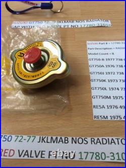 SUZUKI GT750 JKLMAB RE5 Radiator Cap red valve NOS IN PARTS BAG 17780-31010