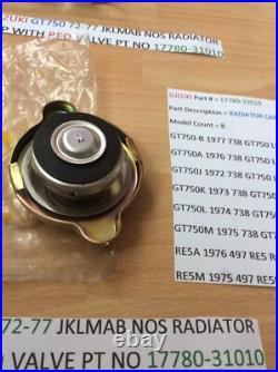 SUZUKI GT750 JKLMAB RE5 Radiator Cap red valve NOS IN PARTS BAG 17780-31010