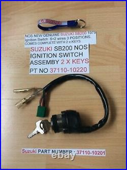 SUZUKI SB200 NOS IGNITION SWITCH PT NO 37110-10220 s/s 37110-10222 NEW 2 X KEYS