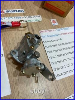 SUZUKI T350 T305 all NOS Oil Pump Assembly pt 16100-18010 IN ORIGINAL BOX
