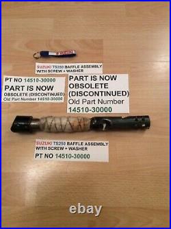 SUZUKI TS250 KLMA 73-76 NOS BAFFLE WITH SCREW PT 14510-30000 WithPARTS TAG + BAG