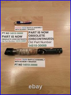 SUZUKI TS250 KLMA 73-76 NOS BAFFLE WITH SCREW PT 14510-30000 WithPARTS TAG + BAG