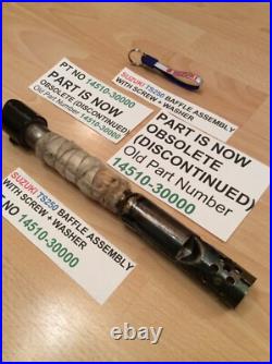 SUZUKI TS250 KLMA 73-76 NOS BAFFLE WITH SCREW PT 14510-30000 WithPARTS TAG + BAG