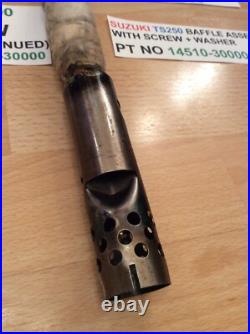 SUZUKI TS250 KLMA 73-76 NOS BAFFLE WITH SCREW PT 14510-30000 WithPARTS TAG + BAG