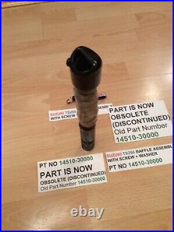 SUZUKI TS250 KLMA 73-76 NOS BAFFLE WITH SCREW PT 14510-30000 WithPARTS TAG + BAG