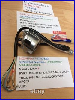 Suzuki A100 Rv90 Ts50 Nos Lever Switch Assembly Brake Wiring Pt57300-20625 New