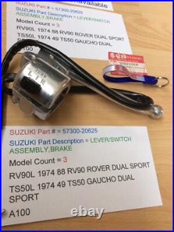 Suzuki A100 Rv90 Ts50 Nos Lever Switch Assembly Brake Wiring Pt57300-20625 New