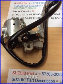 Suzuki A100 Rv90 Ts50 Nos Lever Switch Assembly Brake Wiring Pt57300-20625 New