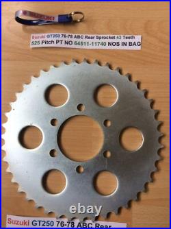 Suzuki GT250 76-78 ABC Rear Sprocket 43 Teeth 525 Pitch PT NO 64511-11740 NOS