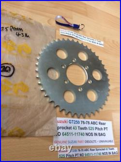 Suzuki GT250 76-78 ABC Rear Sprocket 43 Teeth 525 Pitch PT NO 64511-11740 NOS