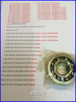 Suzuki GT250 T250 TC305 T305 T350 NOS CRANKSHAFT BEARING PT NO 09262-25009 KOYO