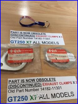 Suzuki GT250 X7 ALL NOS EXHAUST CLAMPS X 2 PIECES PT NO 14182-11301 NEW IN BAGS