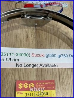Suzuki GT550 all GT750 LMAB 74-77 RE5 NOS CHROME HEADLIGHT RIM Pt no 35111-34030