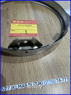 Suzuki GT550 all GT750 LMAB 74-77 RE5 NOS CHROME HEADLIGHT RIM Pt no 35111-34030
