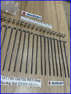 Suzuki GT750 GS750 RE5 NOS Rear Wheel Spoke Set 65300-45811 NEW IN SUZUKI BAGS