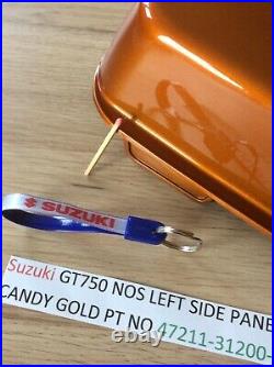 Suzuki GT750 NOS LEFT SIDE PANEL CANDY GOLD PT NO 47211-31200-288