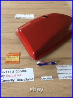 Suzuki GT750 NOS RIGHT SIDE PANEL CANDY GYPSY RED PT NO 47111-31200-00J