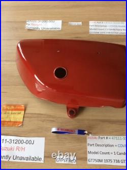 Suzuki GT750 NOS RIGHT SIDE PANEL CANDY GYPSY RED PT NO 47111-31200-00J