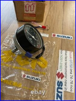 Suzuki GT750 lma 74-76 nos blue face tachometer new in box 34201-31621 perfect