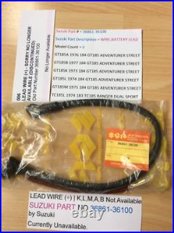 Suzuki Gt185 K. L. M. A. B Nos Battery Cable New In Bag With Tag Pt No 36861-36100