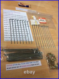 Suzuki Gt185 Tc90 Ts90 Tc120 T125 Nos Rear Spoke Set New In Bag Pt 65320-20120