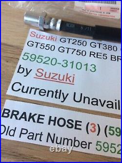 Suzuki Gt250 Gt380 Gt500 Gt550 Gt750 Re5 Nos Brake Hose Pt 59520-31013 New
