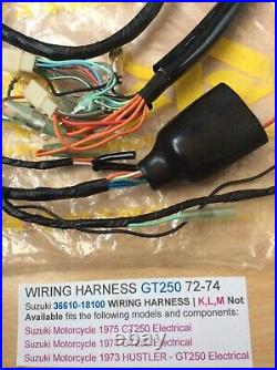 Suzuki Gt250 K. L. M 73-75 Nos Full Wiring Harness / Loom New Pt No 36610-18100